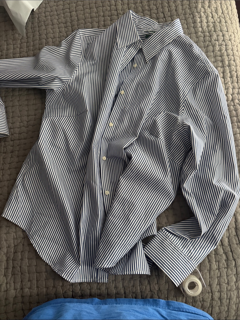 Ralph Lauren Navy and White Striped Dress Shirt